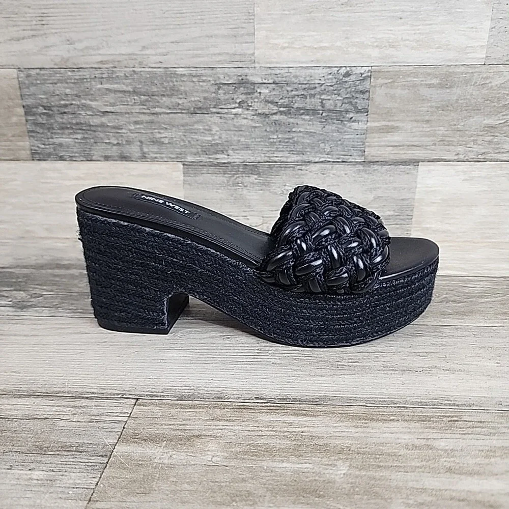 Nine West Roxana 2 Womens Heel Sz 7.5 Black Chunky‎